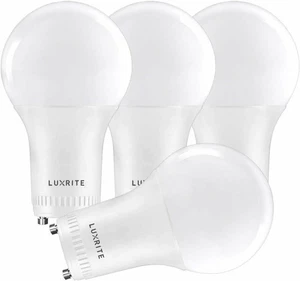 Luxrite GU24 LED A19 Light Bulb 60W Replacement Dimmable 5000K UL Listed 4-Pack - Picture 1 of 8
