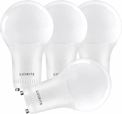 Luxrite GU24 LED A19 Light Bulb 60W Replacement Dimmable 5000K UL Listed 4-Pack - Image 1 of 4
