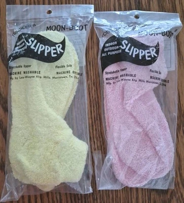 VTG MOON-BOOT INDOOR OUTDOOR TODDLER/CHILD SLIPPER GRIPPER SOLE SZ 5-7 LOT/2 NEW - Image 1 of 4