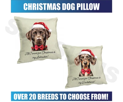 Christmas Dog Breed Personalised Cushion Case - with or without insert - Image 1 of 4