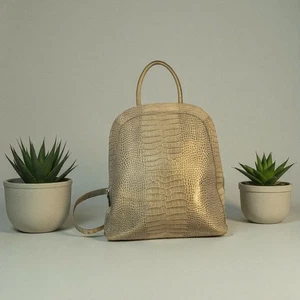 Vintage Brahmin Kroko-Prägung grün Leder Rucksack Schultertasche RAR! - Bild 1 von 9