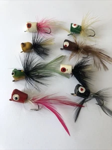 8 Vintage Tiny Fly Poppers, Fly Fishing Lures - Picture 1 of 11
