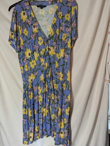 French Connection Light Blue with Flowers Dress with Pockets Size 16 Floral - Picture 1 of 11
