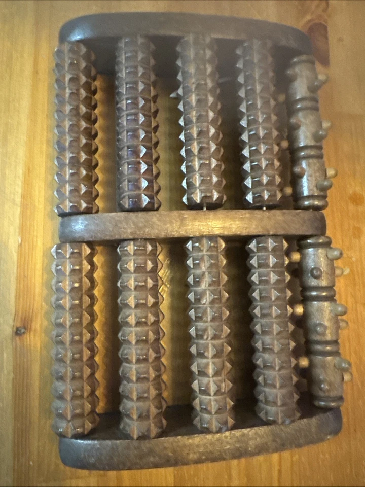 Theraflow Wooden Dual Foot Reflexology Massager Foot Pain Plantar Fasciitis. - Image 1 of 1