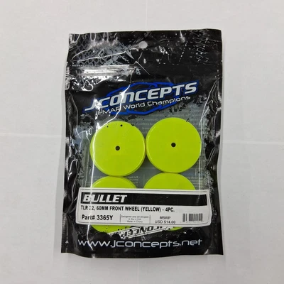 Ruedas delanteras JConcepts 3365Y 1/10th Bullet 60 mm amarillas (4): TLR22 Foto 1 de 2