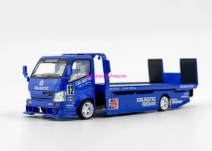 MT 1:64 Blue Calsonic H300 Flatbed Tow Truck Custom Model Diecast Metal Car - Picture 1 of 12