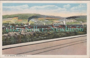 Oneonta NY - BIRDSEYE OF D&H RAILROAD SHOPS - Postal - Imagen 1 de 2