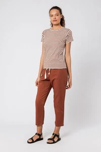 NUDE LUCY Harper Crew Neck Tee SIZE XS 6 AU/2 US Pecan Stripe Basic T-Shirt - Picture 1 of 9