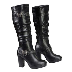 Milwaukee Leather 9419 Bottes de mode à plateforme en cuir noir haut de gamme pour femmes - Photo 1/9