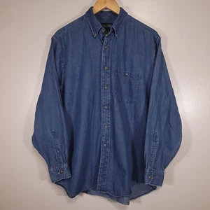 Vintage Saddlebred Herren M leichtes Denim Langarm Hemd mit Knopfleiste - Bild 1 von 5