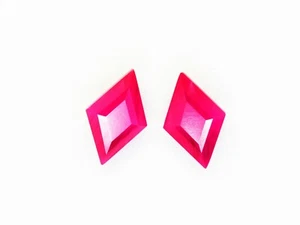 Natural Rubelite Imitation Gems Rhombus Shape Pairs Faceted Cuts Pairs Ruby Gems - Picture 1 of 7