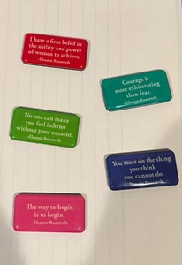 Lotto/Set di 5 magneti frigo mantra citazione ispiratrice ELEANOR ROOSEVELT - PULITI! - Foto 1 di 5