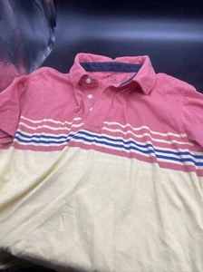 Mens Izod Short Sleeve Yellow STRIPES Polo Shirt Size Large LG L - Picture 1 of 5