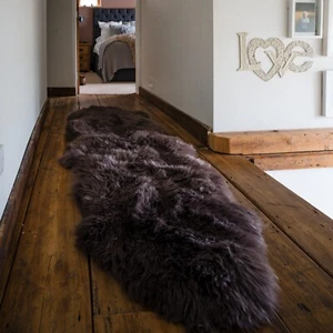 Double Chocolate Brown Sheepskin Rug XXL - Large 2 Skin Sheepskin Rug - Picture 1 of 6