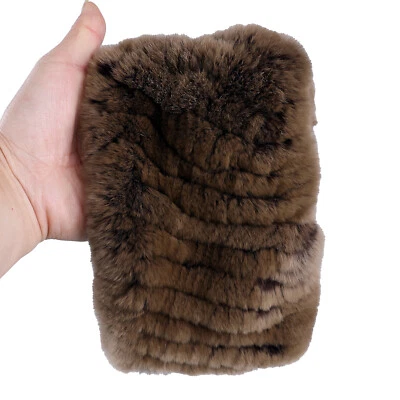 Rex Rabbit Fur Knitted Headband Winter Fashion Ear Warmers Neck Warmer Scarf - Image 1 of 4