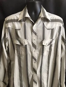 Ben Sherman Men’s L/S Pearl Snap Distressed Yoke Striped Western Shirt Size XL - Picture 1 of 6