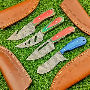 Custom Made LOT OF 4 PC Damascus Steel skinning knives, hunting knives, EN-3475 - Picture 1 of 8
