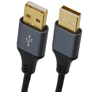 Pro Metal USB 24AWG A Plug to A Male High Speed Shielded Braided Cables 1m/2m/3m - Picture 1 of 11