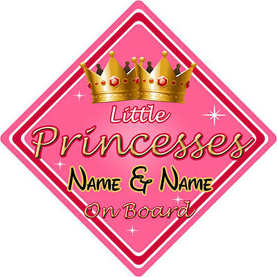 Baby On Board Car Sign ~ Little Princesses On Board ~ Pink - Personalised  • 3.99£