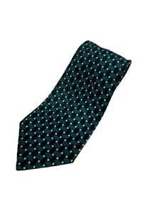 Aquascutum of London 100% Silk Neck Tie Geometric Pattern Silk Blue Green - Picture 1 of 5
