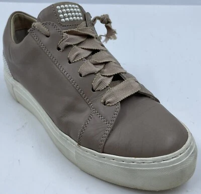 AGL Mujer Tenis Talla 38/8 M Perla Adornado Cuero Marrón Zapatos con Cordones Foto 1 de 4