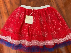 Truly Me By Sara Sara Girl Tutu Layered Red White Blue With Gem Sparkles Size 5 - Picture 1 of 4