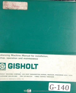 Gisholt 1SV1, Balancing Machine, Operator Installation & Maintenance Manual 1962 - Picture 1 of 4
