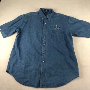 Rochester Red Wings Denim Shirt Mens XL Blue Short Sleeve Button Up - Picture 1 of 8