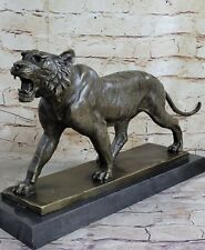 Große Bronze Statue Skulptur Löwe Panther Tiger Puma Groß Katze Afrikanischer