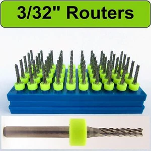 Fifty Pieces 3/32" Router Bits Diamond Flutes 1/8" Shanks Fish Tail Tip Up Cut - Bild 1 von 4
