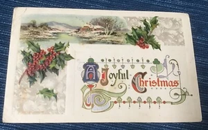 688A~ Postal Vintage 1¢ Sello "Una Navidad Alegre" Acebo en Relieve Alemania - Imagen 1 de 2