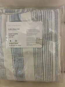 Pottery Barn One Hawthorn Stripe Cotton Curtain Panel 50x84 Cotton Lined Blue
