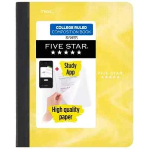 4 Mead Five Star College Ruled 80 ct Active Composition Book Yellow - Picture 1 of 2