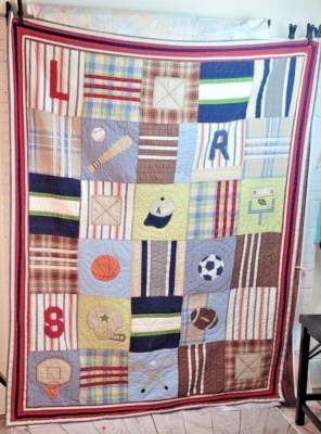 Pottery Barn Kids Reversible Sports Quilt ~ Cotton ~ Twin - Image 1 of 4