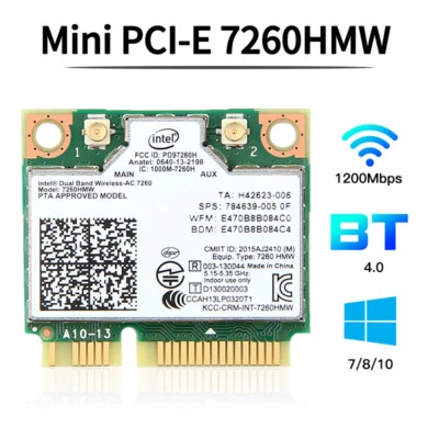 1200Mbps Mini PCIE Wifi Card Intel 7260HMW 2.4Ghz 5Ghz Wifi Bluetooth PC Adapter - Image 1 of 4