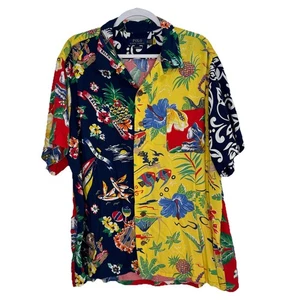 Camisa de campamento rara Polo Ralph Lauren estampado de oso hawaiano bloque de color talla XXL - Imagen 1 de 8