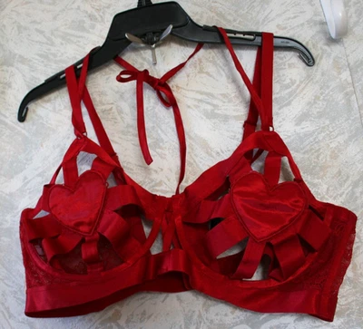 TORRID curve red strappy lace satin heart applique bra bralette.Size 3.Red.NWOT. - Image 1 of 3
