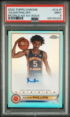 2022 TOPPS CHROME JULIAN PHILLIPS 35/99 MCDNLD AA AUTO AQUA PSA 9 - Image 1 of 4
