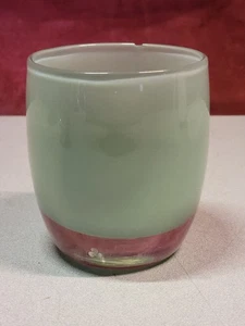 Glassybaby Candle Holder Seafoam Mint Green "Thank You" Handblown - Picture 1 of 5