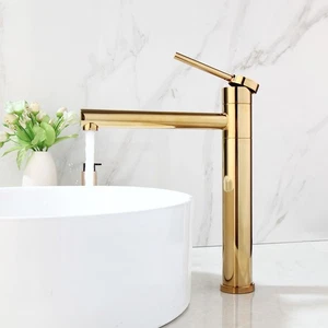 Gold Bathroom Basin Sink Mixer Faucet 12" Single Handle Deck Mounted Brass Taps - Picture 1 of 13