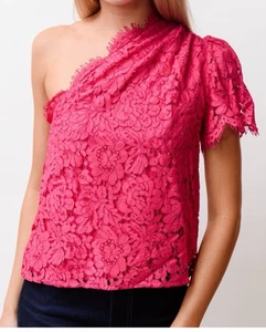 Generation Love Women's Top Hot Pink Lace One Shoulder Serita XS NEW NWT $148 - Picture 1 of 3