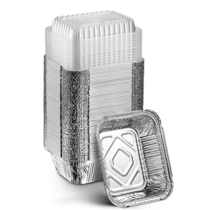Sartén desechable para llevar con tapa transparente, papel de aluminio rectangular 1951 - Imagen 1 de 6