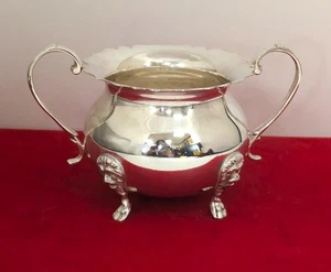 Vintage Sterling Silver Footed Sugar Bowl, 3-1/8'' High X 5''Wide - Picture 1 of 6