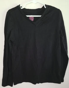 Faded Glory Long Sleeve Shirt Black V-Neck Girls Medium 7/8 - Picture 1 of 4