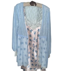 Revolve We are HAH XS Double Set blau Spitze Morgenmantel & Blumen Slip wendbar Neu mit Etikett 428 - Bild 1 von 12