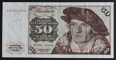 1970 Germany 50 Deutsche Mark Banknote P#33a S/N# KB7032275B - Image 1 of 2