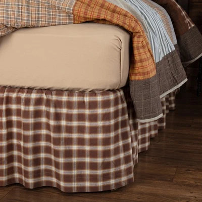 Rustic Twin Bed Skirt Brown Gathered Rory Cotton Split Bedroom Decor VHC Brands - Image 1 of 4