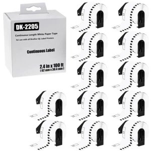 12Rolls 2.4"x100' Continuous Paper Tape DK-2205 For Brother QL Label Printer - Picture 1 of 12