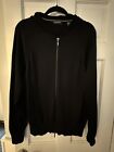 Brandini 100% Merino Wool Black Full-Zip Casual Sweater Jacket Mens Large Cruise