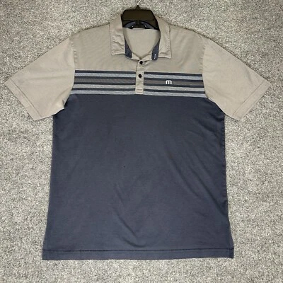 Camisa Polo Travis Mathew Para Hombre Grande Azul Gris Golf Rayas Manga Corta Adulto Foto 1 de 4